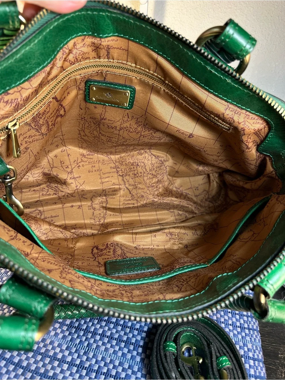 Patricia Nash Discovery Collection Augusta Satchel (Woven Emerald Green Leather)